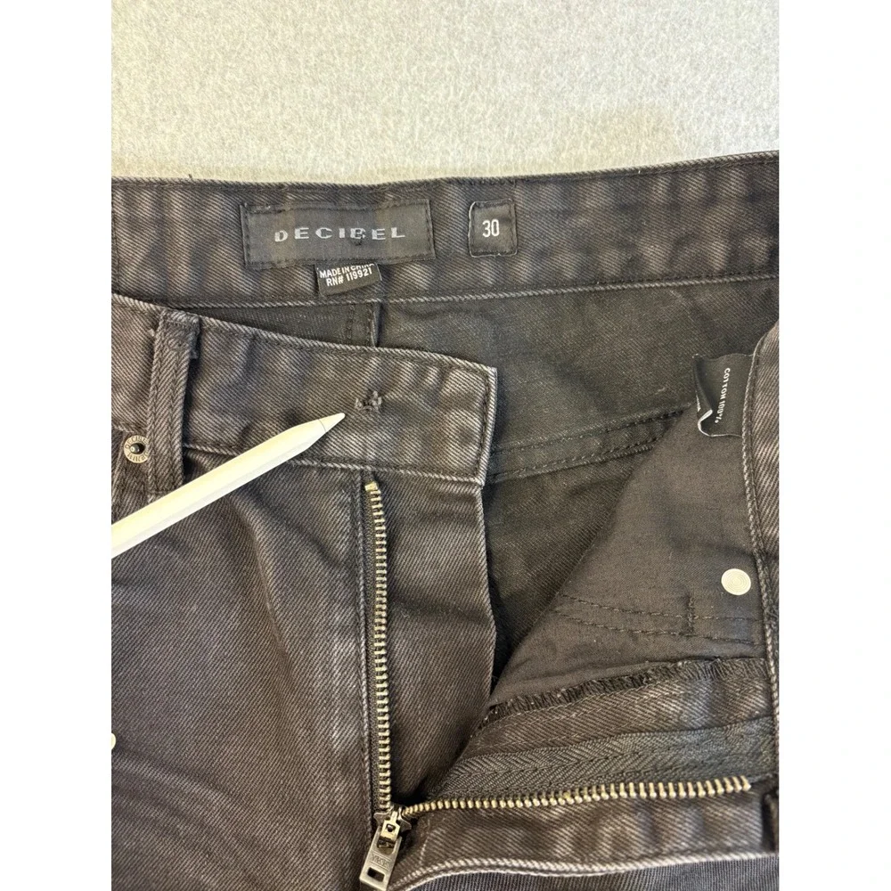 Decibel Mens Distressed Denim Shorts Black Ripped Frayed Hem Size 30